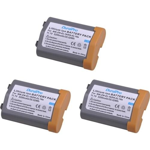 3Pc 3200mAh EN-EL18 EN EL18 ENEL18 Li-ion Camera Battery for Nikon D4,D4S,D5 Cameras for Nikon MB-D12, D800, D800E Battery grip