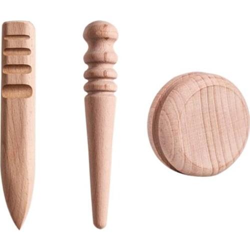 3pcs Wood Leather Edge Burnisher Leather Craft Edge Device DIY Leather Polished Grinding Tool Leather Craft Edge Chamfering Tool