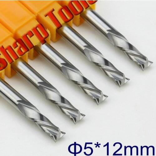 5x12mm 2 Flutes Up &Down Cut End Mill Engraving Bits Carbide Cutter,Compression CNC Cutter Milling Tools Woodworking Machining