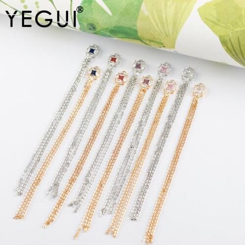 YEGUI M1028,jewelry accessories,ear chain,18k gold plated,copper metal,rhodium plated,zircons,charms,jewelry making,6pcs/lot
