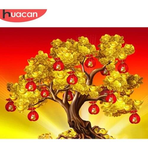 HUACAN 5d Diamond Painting Tree Full Square/Round Diamond Embroidery Cross Stitch Landscape Mosaic New Years Gift Wall Art