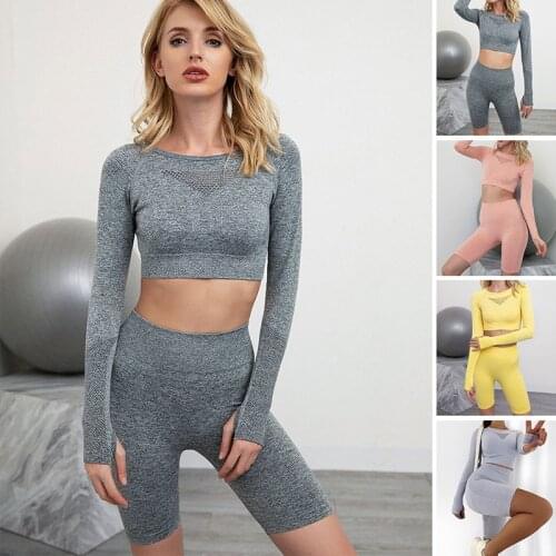 Seamless Activewear Yoga Set Women Sportswear Workout Fitness Clothing Sport Suit Running Workout Set Gym Training Shirt Shorts