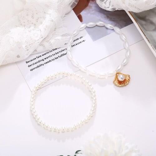Vintage Imitation Pearl Shell Anklets for Women New Multi Layer Anklet Leg Bracelet Bohemian Beach Ankle Chain Jewelry Gift