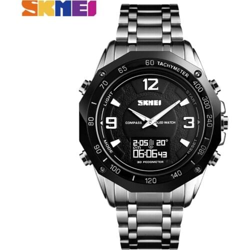 SKMEI 1464 Men Sport Watch Digital Fashion Electronic Quartz Male Watches Stainless Steel Waterproof Men Wristwatches Relogio