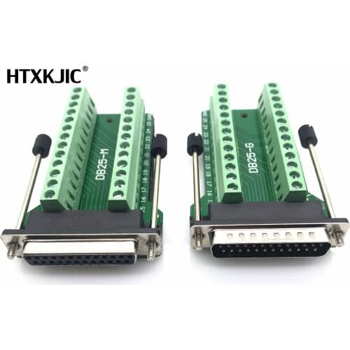 DB25 D-SUB Female 25Pin Plug Breakout PCB Board 2 Row Terminals Connectors