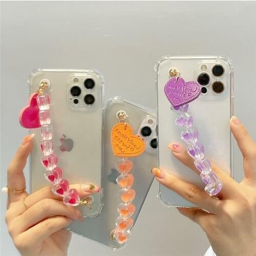 For Samsung Galaxy S6 S7 Edge S8 S9 S10 S20 S21 Ultra FE Note 8 9 10 lite 20 Plus Transparent Shockproof Love Bracelet Case