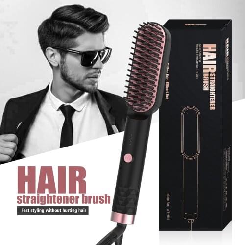 Electric Hair Straightener Brush Straightening Hot Comb with Anti-Scald Ceramic Heating Temperature Display Hot Air Brush