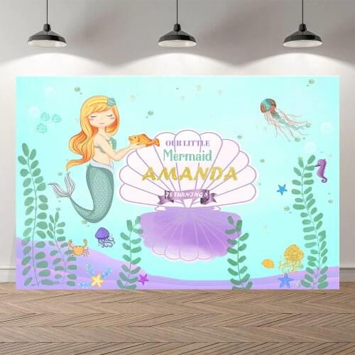 Seekpro Photography Background undersea world mermaid girls Happy birthday new born party baby shower Backdrop Photo Photocall