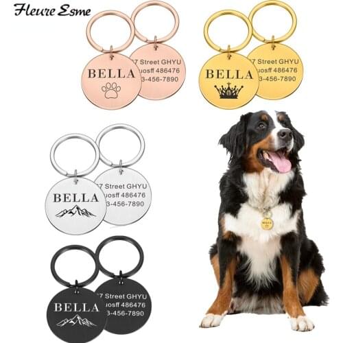 Personalized Dog Tag Stainless Steel Engraved Name Date Address Phone Number collars Customized Dog Tag Antilost Pet Accessories
