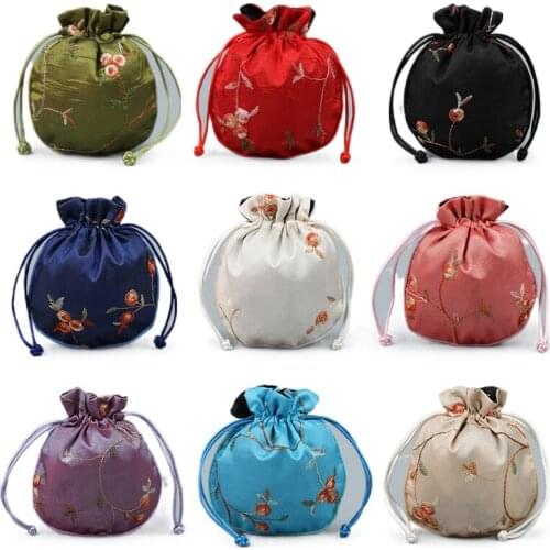 Round Fruit Lace Embroidery Bag Jewelry Scholars Object Pocket Walnut Gift Buddha Beads Gift Bags