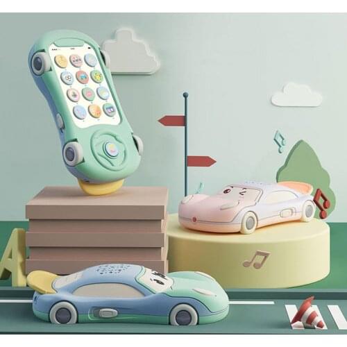 Mobile Phone Toy Cartoon Car Shape Multifunctional Anti-fall Music Mobile Phone Toy for Toddlers Early Education Cognition