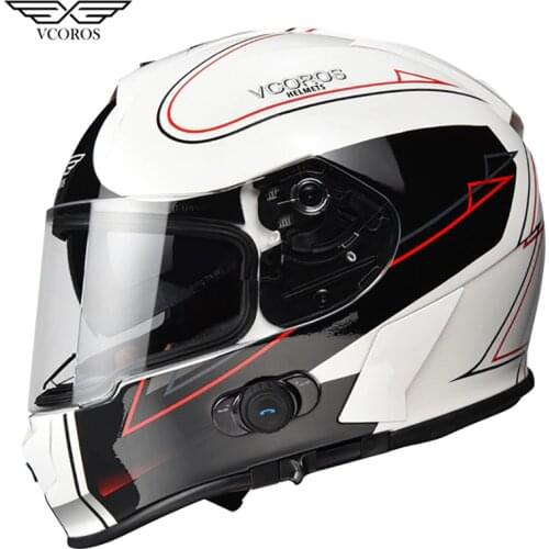 Vcoros Bluetooth Full Face Motocycle Helmet With Double Lens Man Woman capacete de motocicleta DOT Approved