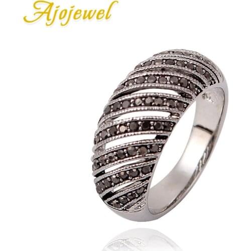 Ajojewel Hollow Out Geometric Rhinestone Rings For Men Or Women Free shipping New Arrival Silver-color Retro Jewelry Rings