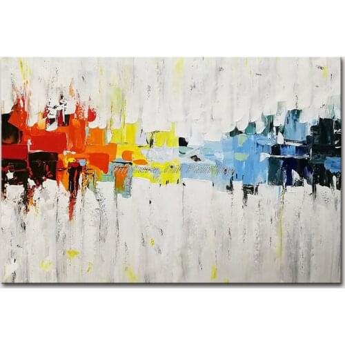 Mintura Wall Picture for Living Room Oil Paintings on Canva Hand Painted The Colorful Abstract Diagram Office Decor Art No Frame