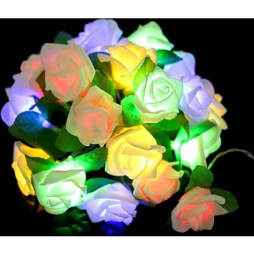 Novelty 2M Rose Flower Fairy Lights Artificial Ivy Garland Copper Light Strings for Bouquets Wedding Bedroom Decorations