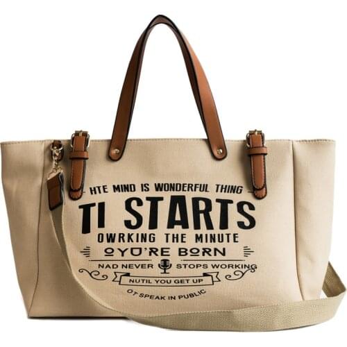 2020 New Women Bag European American Style Canvas Fashion Tote Handbag Ladies Large Capacity Leather Shoulder Messenger Bags