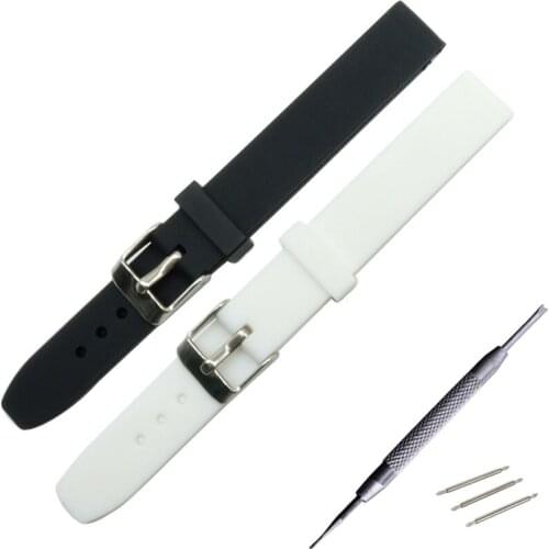 New 14MM Silicone Watch Strap Diver Watch Band Rubber Wrist Watch Bracelet With Stainless Steel Buckle Clasp