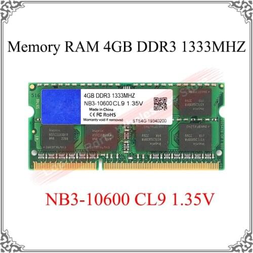 Laptop Memory RAM 4GB DDR3 1333MHZ NB3-10600 CL9 1.35V STS4G-19340200 ddr 4G Memory Motherboard Tested OK