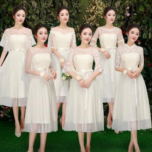 Sexy A-Line Belt Sleeveless Lace Gray Blush Pink Champagne Bridesmaid Wedding Party Dress Elegant For Women