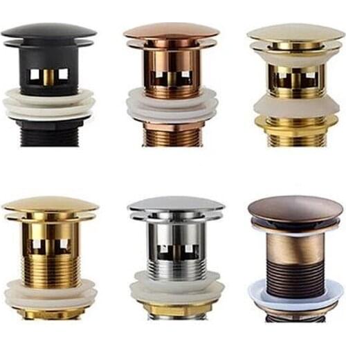 Bagnolux Polished Gold Basin Sink Drainer Corrosion Resistant Easy To Clean Pop Up Button Round Hole Bathroom Hotel Drainer WF