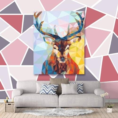 Paint by number art painting by numbers Double deer head multi-color block manual decompression coloring