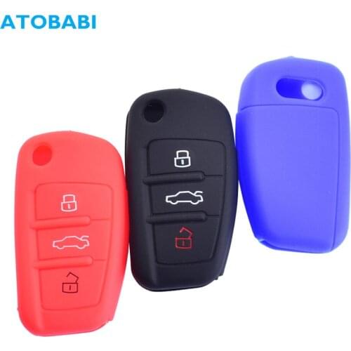 Silicone Car Key Cases 3 Buttons Folding Remote Control Fobs Protector Cover Skin For Audi A1 A3 A6 Q2 Q3 Q7 R8 A6L TT R8 S3 S6