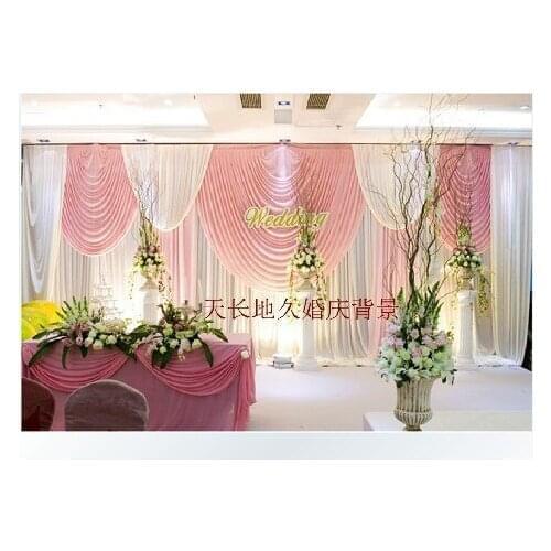 3m*6m wedding stage curtain Luxury White Wedding Backdrop with Beatiful Swag Wedding drape and curtain