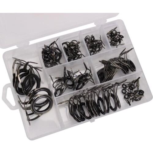 85pcs/lot Telescopic Sea Fishing Rod Guide Tip High Carbon Steel and Ceramic Rings DIY Repair Kit with Box