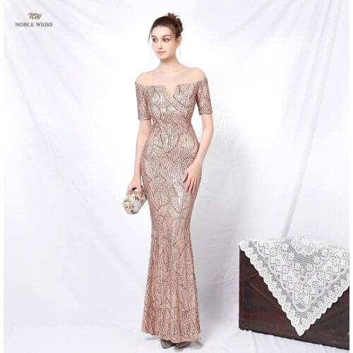 Formal dress women elegant long dresses evening O-Neck Mermaid Sequin evening gown mermaid dress