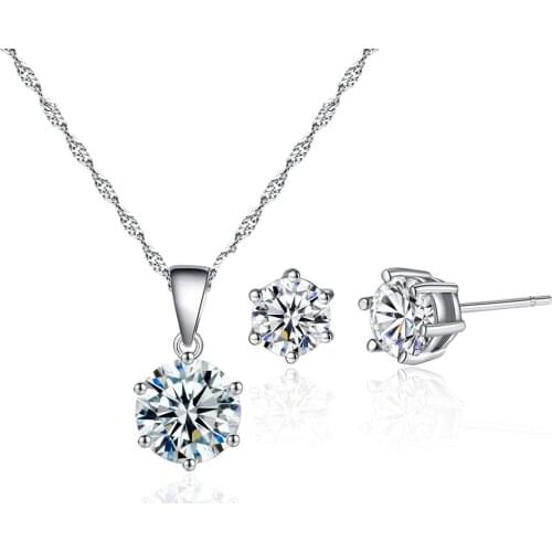 Top Quality Jewelry Natural Gemstones Moissanite Zirconia Silver Color Engagement Chain Pendant Necklaces Gift For Girl Woman