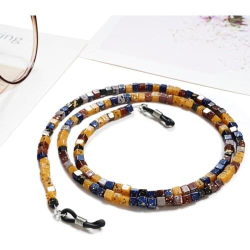 10pcs/lot Acrylic Beads Eyeglass Chain Sunglasses Neck Cord Holder Square Stones Bead Eyeglass Lanyard wholesale