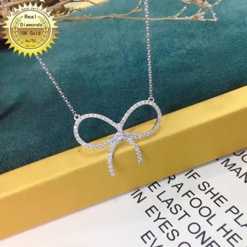 100% 18K gold natural diamond necklace all use 0.45ct diamond M-D03