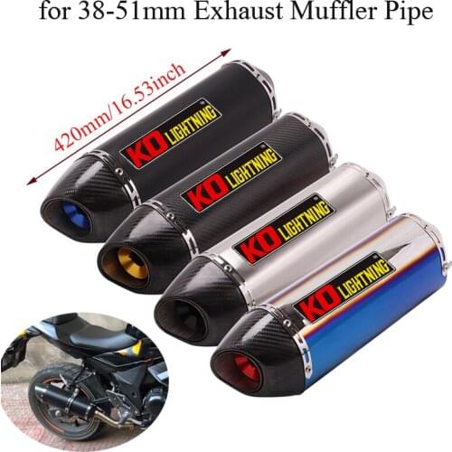 16.53inch Motorcycle Exhaust Vent Tip Tubes Removable DB Killer Carbon Fiber Stainless Steel Silencer System for 38-51mm