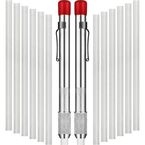 2 Pcs Soapstone Holders Round Soapstone Marker Soapstone Pen with 12 Pcs Refills for Welding Tools and Markers Removable