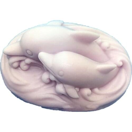 3D Mom Kid Dolphin Ocean Silicone Soap Mold Chocolate Mould Soap Candle DIY Mold Soap Making Mold Craft Art Tool