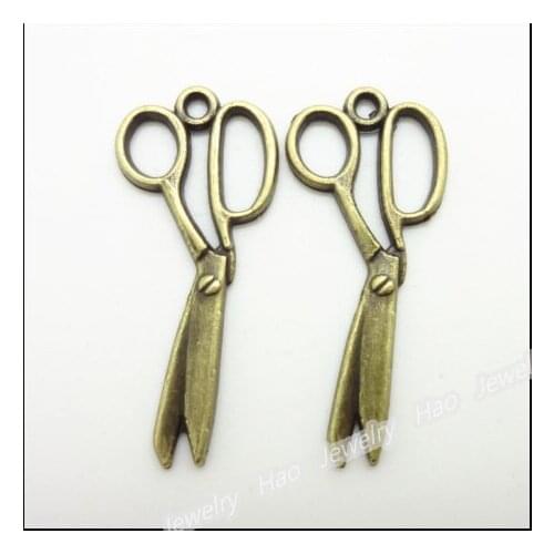 80pcs Vintage Charms Scissors Pendant Antique bronze Fit Bracelets Necklace DIY Metal Jewelry Making