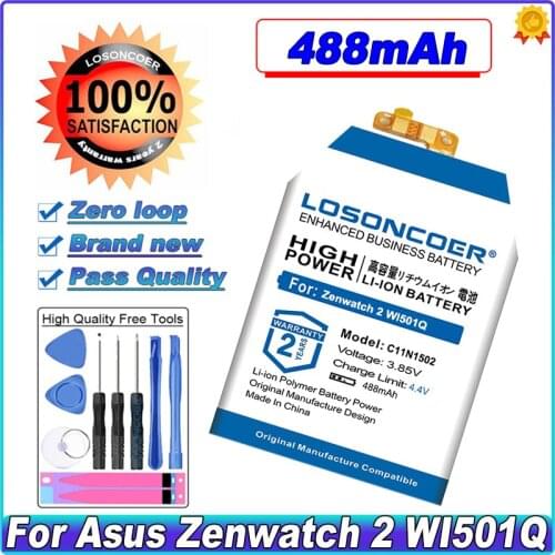 C11N1502 488mAh Battery For Asus Zenwatch 2 WI501Q Smartwatch Battery 0B200-01630000 1ICP4/26/33 Li-ion Battery