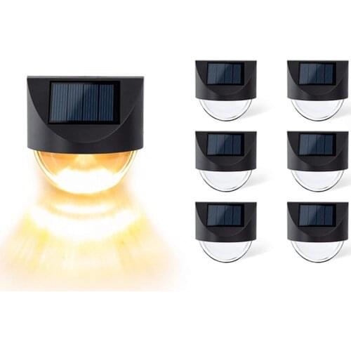 4PC Acrylic Fence Lights Waterproof Solar LED Outdoor Wall Lamp for Deck Steps Patio Walkway Garden