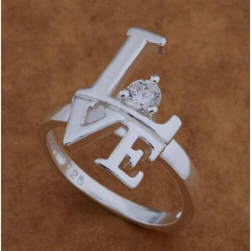 AR499 Trendy wholesale r ring, r fashion jewelry, love inlaid transparent stone /avrajmya avyajnfar plated