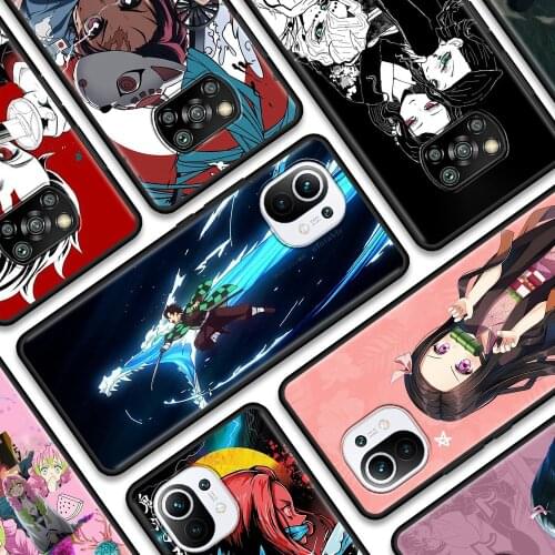 Caso For Xiaomi Poco X3 NFC M3 Pro M3 F3 F1 Para for Mi Note 10 Pro Case For Mi Poco F3 X3 GT Demon Slayer Kimetsu Anime