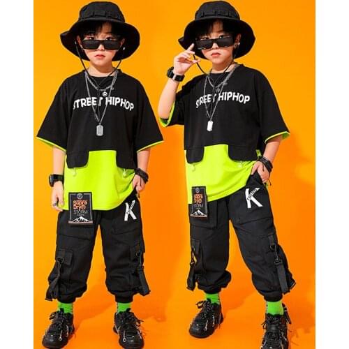 Kid Hip Hop Clothing Sweatshirt Top Streetwear Cargo Pants For Girls Boys Jazz Dance Costume Performance Rave Clothes