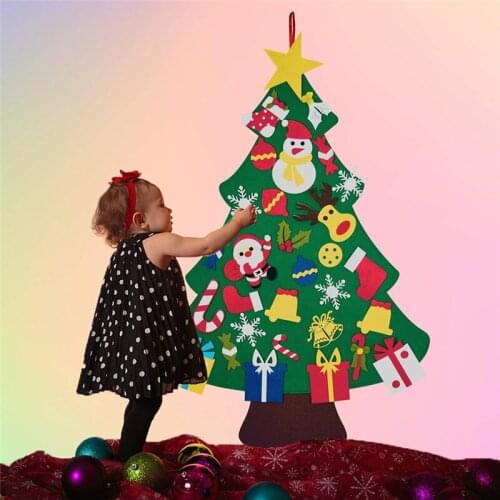 Kids DIY Felt Christmas Tree Christmas Decoration For Home Navidad 2021 New Year Gifts Christmas Ornaments Santa Claus Xmas Tree