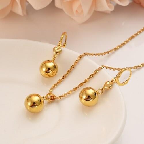 Dubai India Africa gold round ball gold personality set fashion girl bride engagement wedding earrings necklace gift