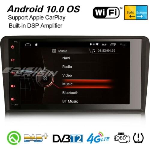 Erisin 4283 Android 10.0 8" Car Stereo DSP Carplay DAB+ Navi WiFi USB TPMS OBD2 DVR DVB-T2 Canbus GPS For AUDI A3 S3 RS3 RNSE-PU