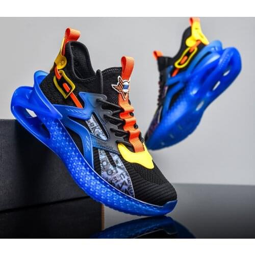 Fashion 2021 Shoes for Men Breathable Mesh Mens Sneakers Non-Slip Man Running Sports Black Blue Walking Jogging Trainers 45 46