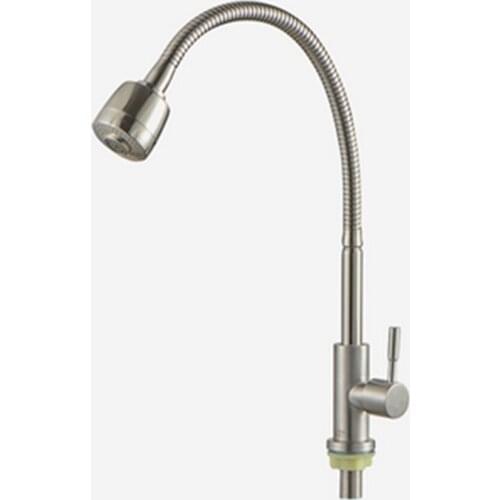 Stainless steel Kitchen Sink Faucet Single Handle Hot Cold Mixer Taps in Polished Chrome