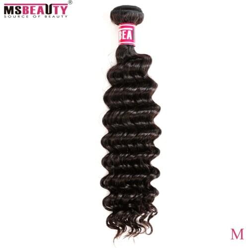 Msbeauty Malaysian Deep Wave Hair Remy Human Hair Weaves 10"-26" Natural Black Hair Extensions 1/3/4 Bundles Deal Double Weft
