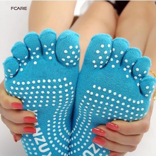 Fcare 10PCS=5 pairs cotton non-slip toe socks massage boat five finger Toe cinco dedos girl socks
