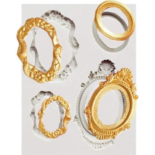 New European style retro photo frame silicone mold DIY fontant cake chocolate fudge decoration mold baking tools