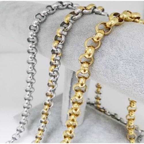 8MM Trendy Stainless Steel Silver Color/Gold Handmade Link Chain Mens Womens Necklace Or Bracelet Unisexs Jewelry